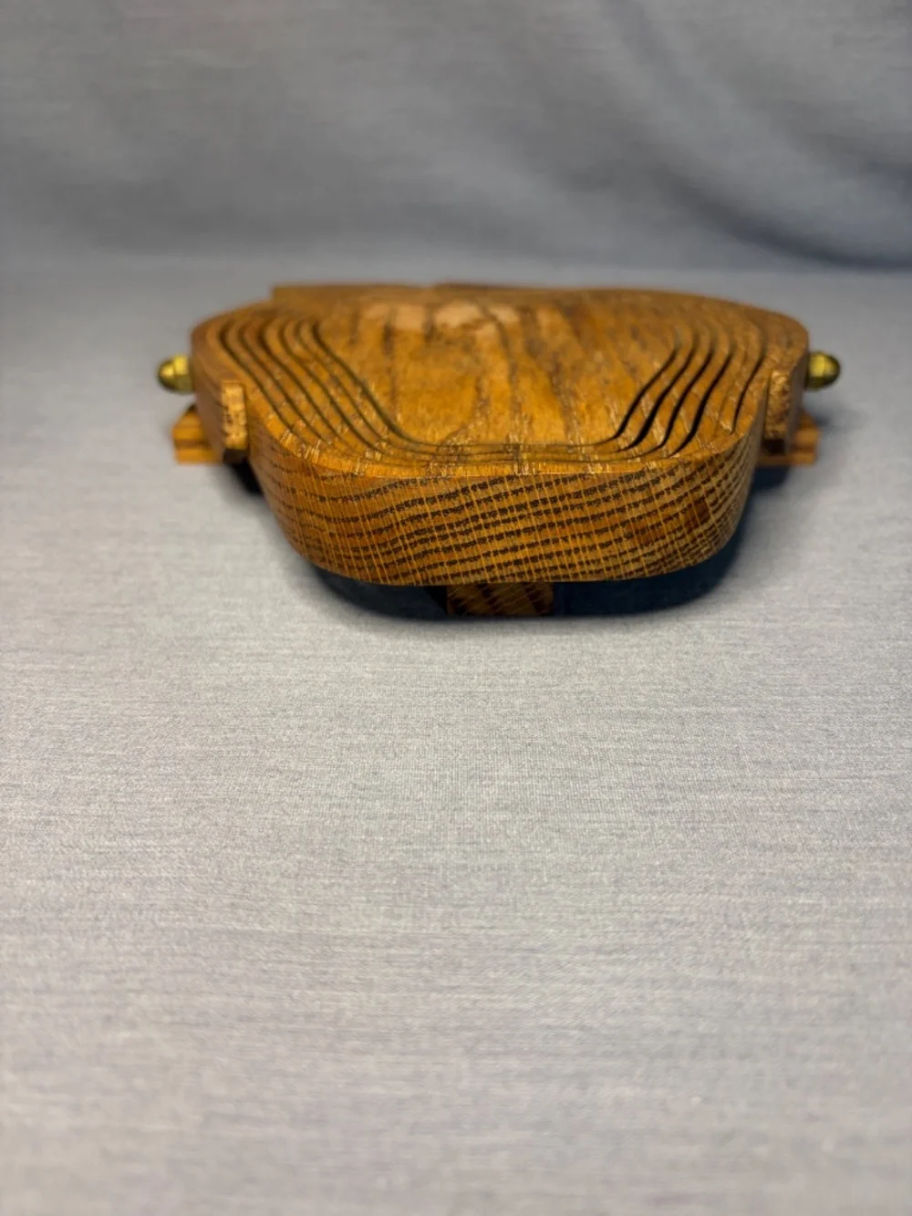 Vintage Handmade Collapsible Wooden Bowl Basket Trivet Apple Shape Deep Spring